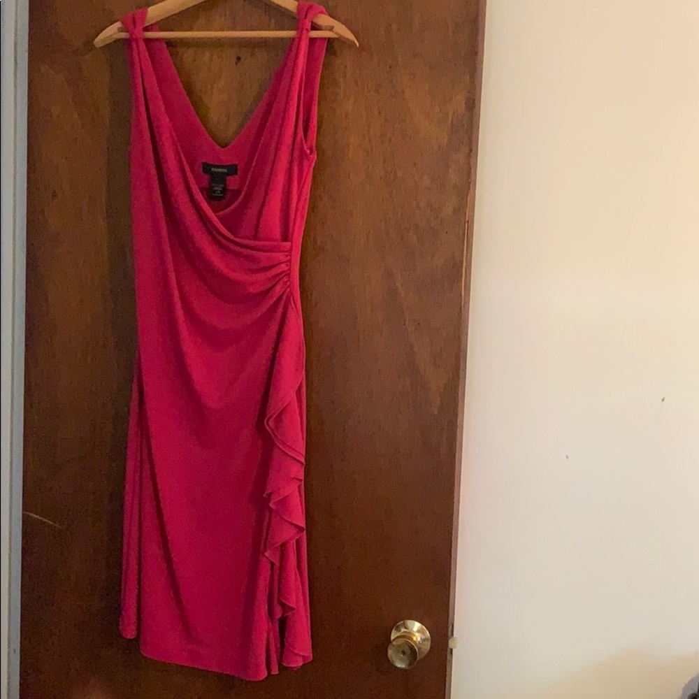 Pink express dress with ruffle slit